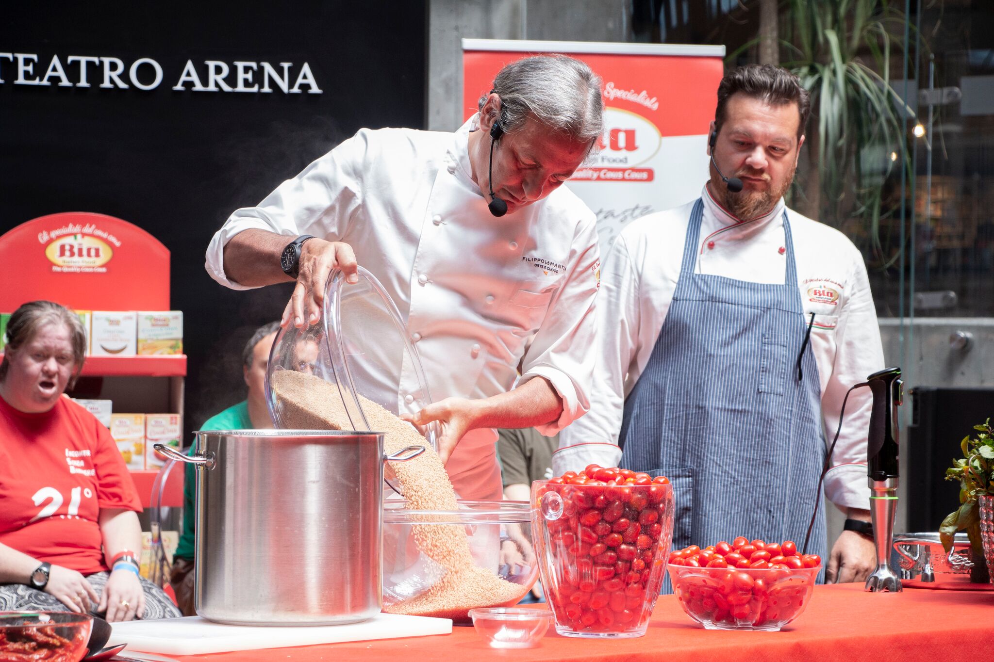 Lo showcooking col cous cous di Filippo La Mantia al Fico di Bologna